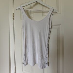 Fabletics Classic White Tank with Button Detail